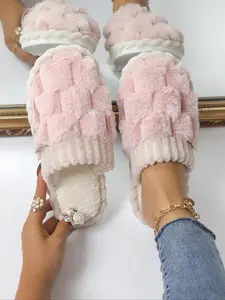Women's Round Toe Soft Bedroom Slippers, Casual Soft Plush Comfy Warm Nonslip Home Slippers for Women Winter Comfy Slippers for Indoor Outdoor Walking Shoes Footwear Gifts for Girlfriend