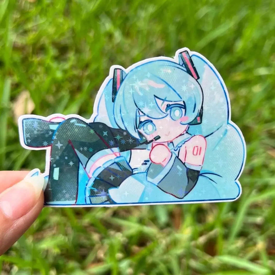 set 10 Cute Hatsune Miku song sticker, Cute Glossy Waterproof + Weatherproof Decals | Car Sticker | Decorative Decal