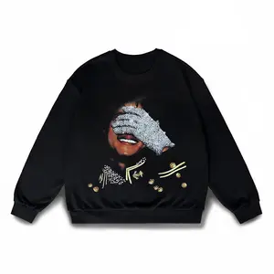 Diamond Glove Sweatshirt, MJ Inspired Rhinestone Graphic Crewneck, Vintage Pop King Style Pullover, Streetwear Sparkle Fashion Top, Unisex Retro Outfit