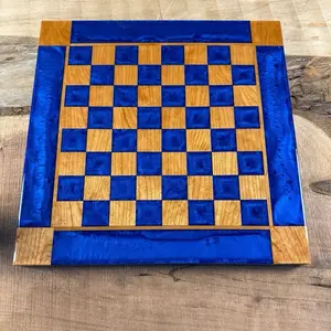 Deep Blue Cherry Chess/Checker Board with Border - INCLUDES PIECES