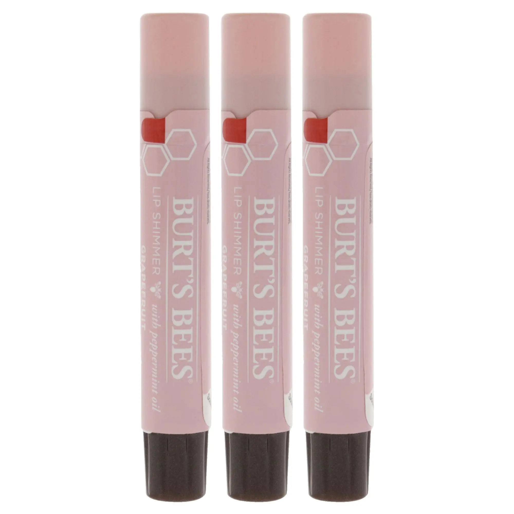 Burt's Bees Grapefruit Lip Shimmer Lipgloss for Women, 0.09oz, Apply Lips, Pack of 3, Compact