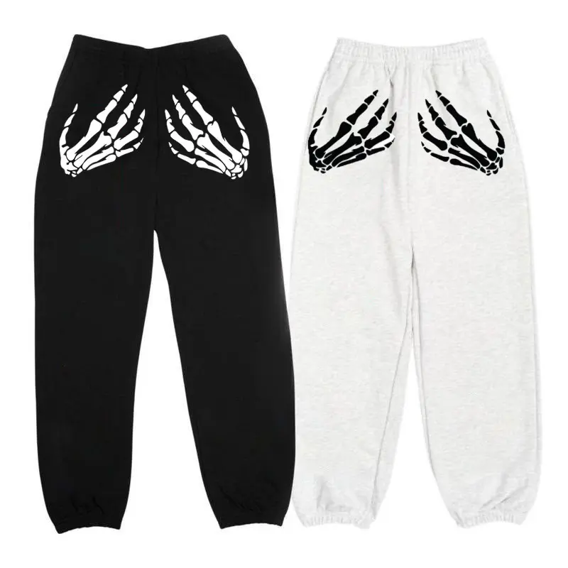 Skeleton Hands Sweatpants, Unisex Streetwear Joggers, Edgy Loungewear, Soft Goth Aesthetic Pants, Gift for Him & Her, skeleton joggers, goth sweatpants, unisex skeleton pants