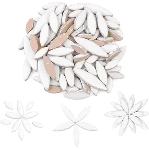 White Petal Ceramic Mosaic Tiles for Crafts, 200g Flower Mosaic Pieces for Mosaic Craft Supplies Garden Art Decor