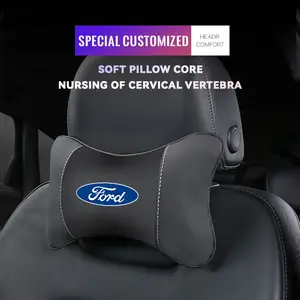 Car Neck Pillow Memory Foam Protective Lumbar Support Backrest Relieves Pressure Breathable Car Headrest Pillow For Ford Mustang Focus Ranger Explorer Fiesta Expedition Mondeo Escape Fusion Kuga Figo EDGE KA S-MAX Galaxy Bronco Ecosport Maverick Escape PU