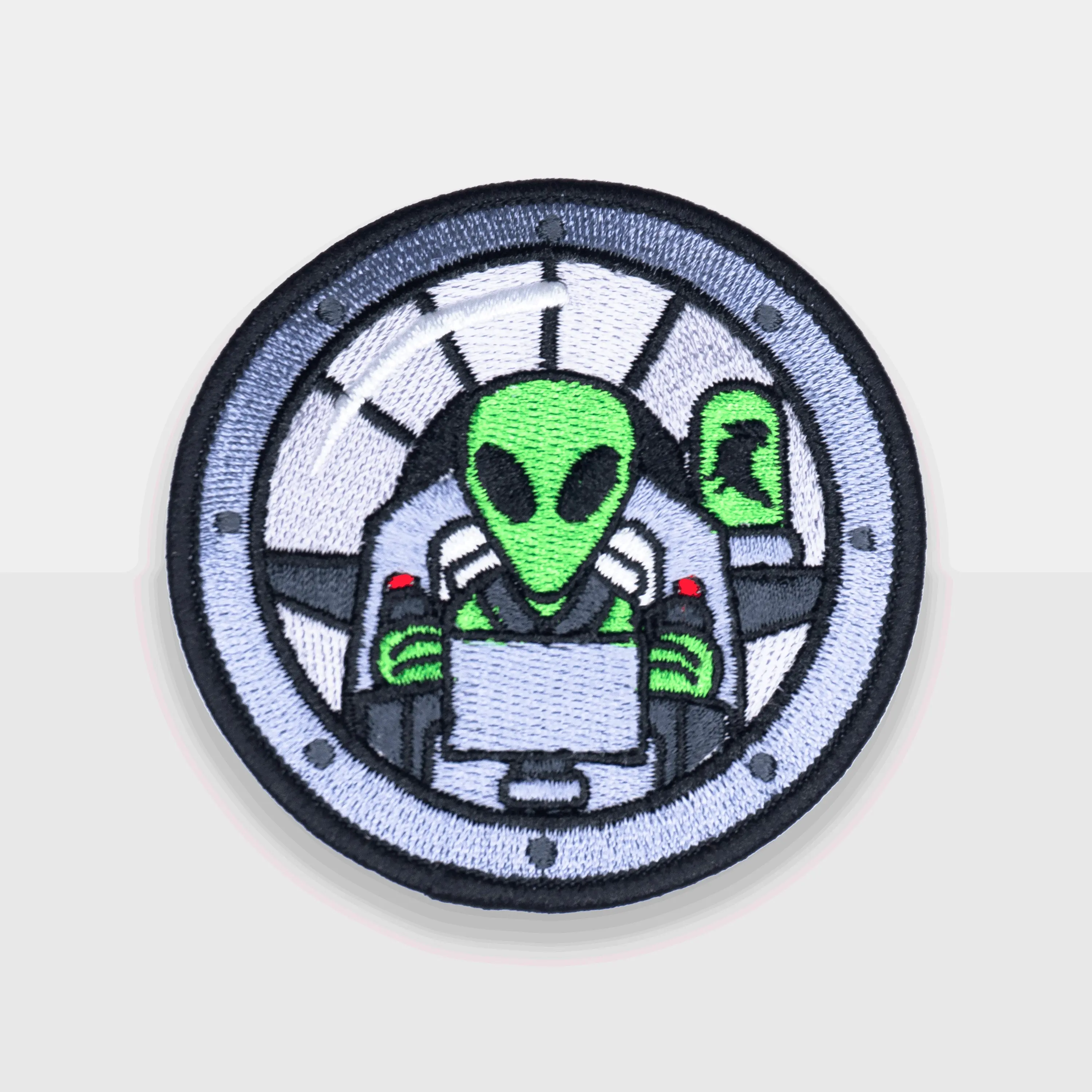 Alien Pilot Circular Iron-on Embroidered Patch