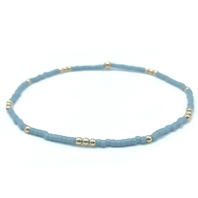 Erin Gray | 2mm Newport Pale Turquoise Blue + Gold Filled Waterproof Bracelet