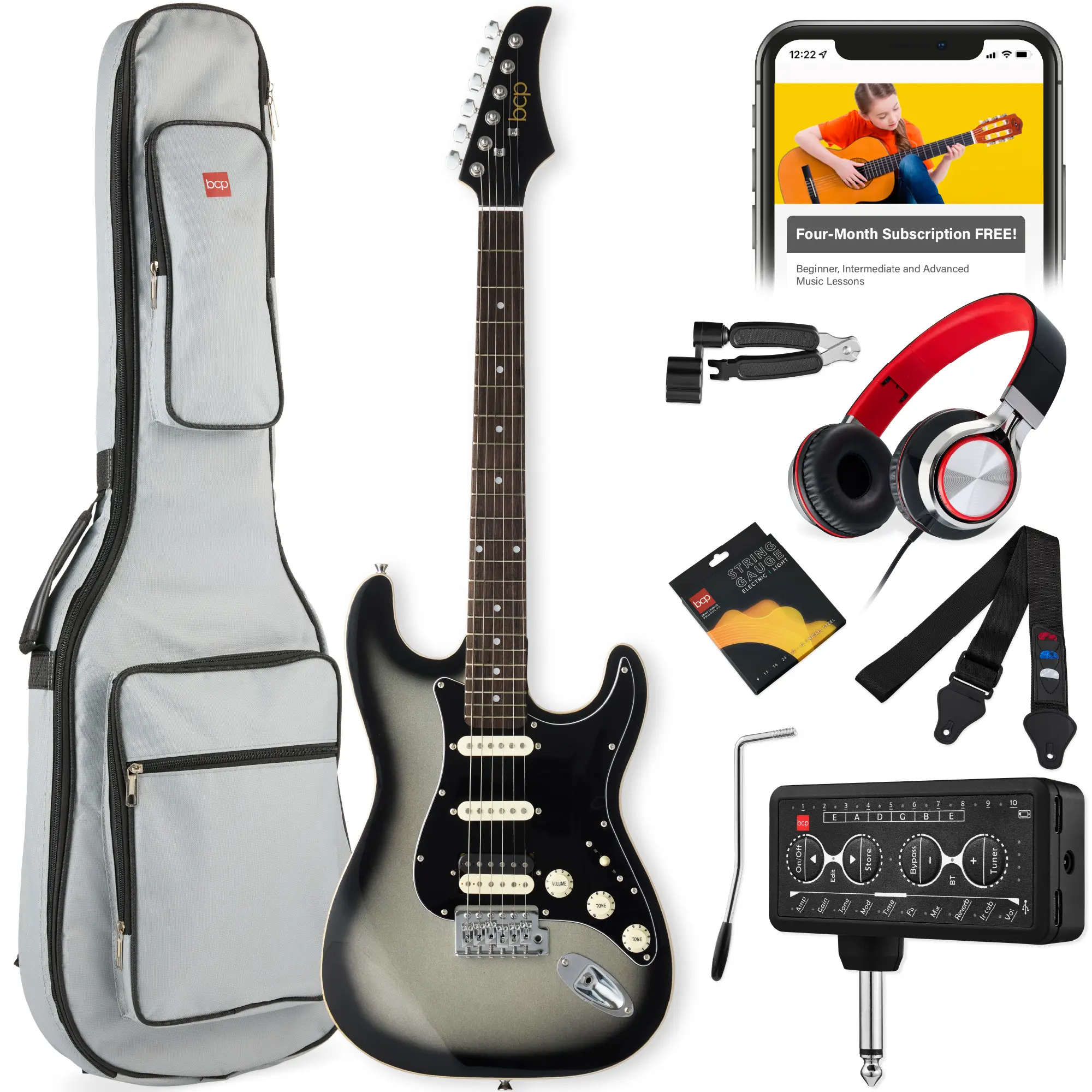 Best Choice Products Beginner Electric Guitar Kit w/ Headphone Amp, Padded Gig-Bag, Headphones Best Choice Products Beginner Electric Guitar Kit w/ Headphone Amp, Padded Gig-Bag, Headphones