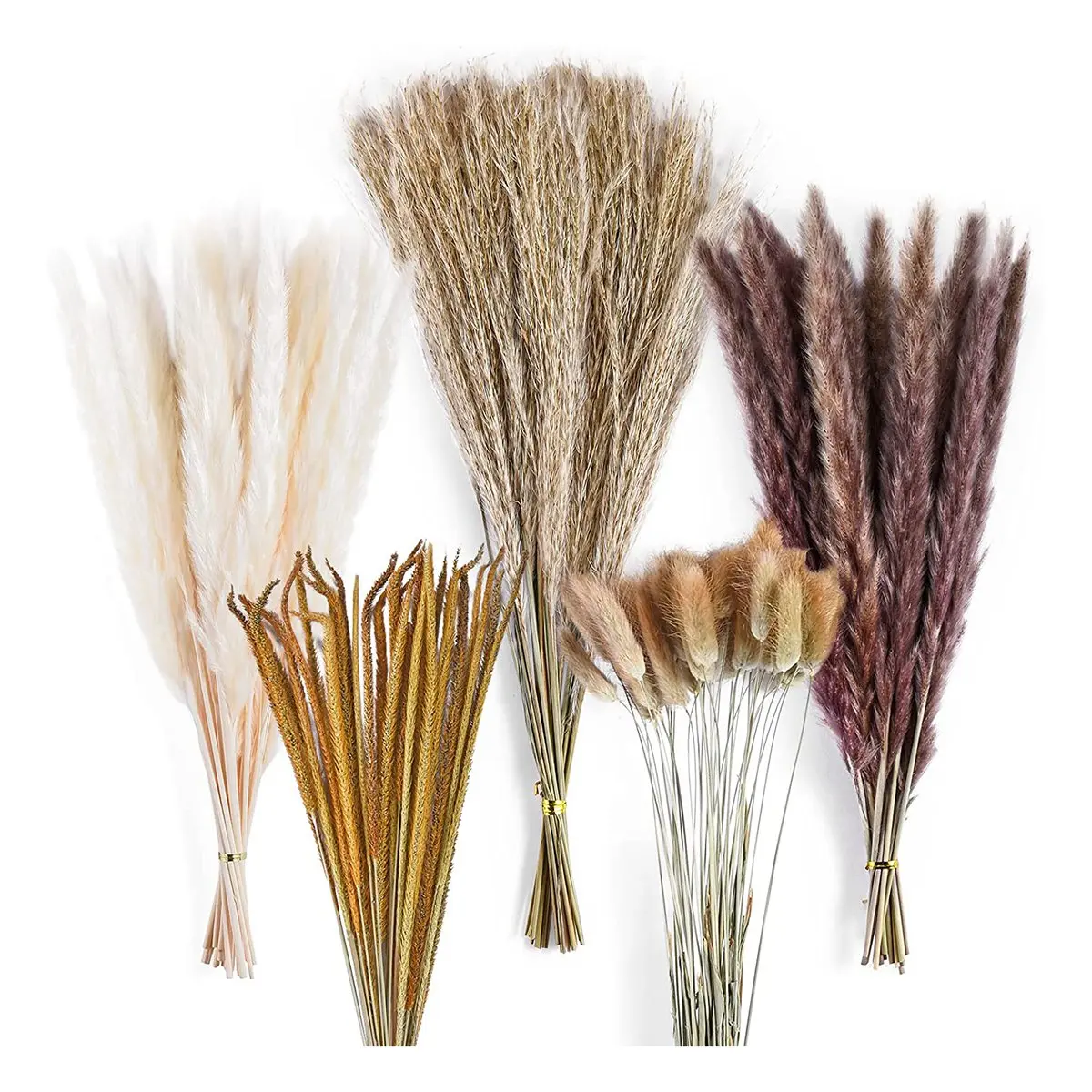 120Pcs Fluffy Soft Decorative Dried Pampas Grass Bouquet Pack - Farmhouse Boho Tall Natural Grass Bundles for Indoor Flower Arrangements, Japandi Home Decor Vase Ornaments