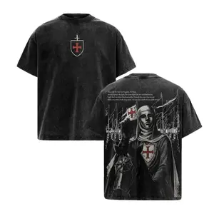 Retro Baldwin IV "The Leper King" The Crusader King and His Holy Army Vintage Washed T-Shirt Hoodie Tank Top Sweatshirt |  Jerusalem Cross Medieval Christian Streetwear | Medieval Cross Armor Glory of God Outfit