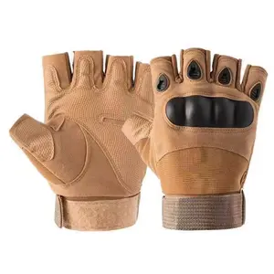 PAKNADA Tactical Half Finger Gloves Army Military Hunting Combat Shooting Non-slip Grip Touchscreen Quick Drying Durable Material Unisex Tan