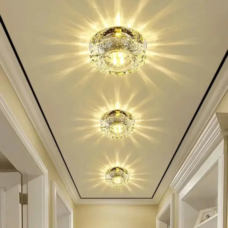 LED Crystal-Acrylic Chrome Ceiling Light Fixture with LED Bulbs, Home Decor for Living Room, Bedroom