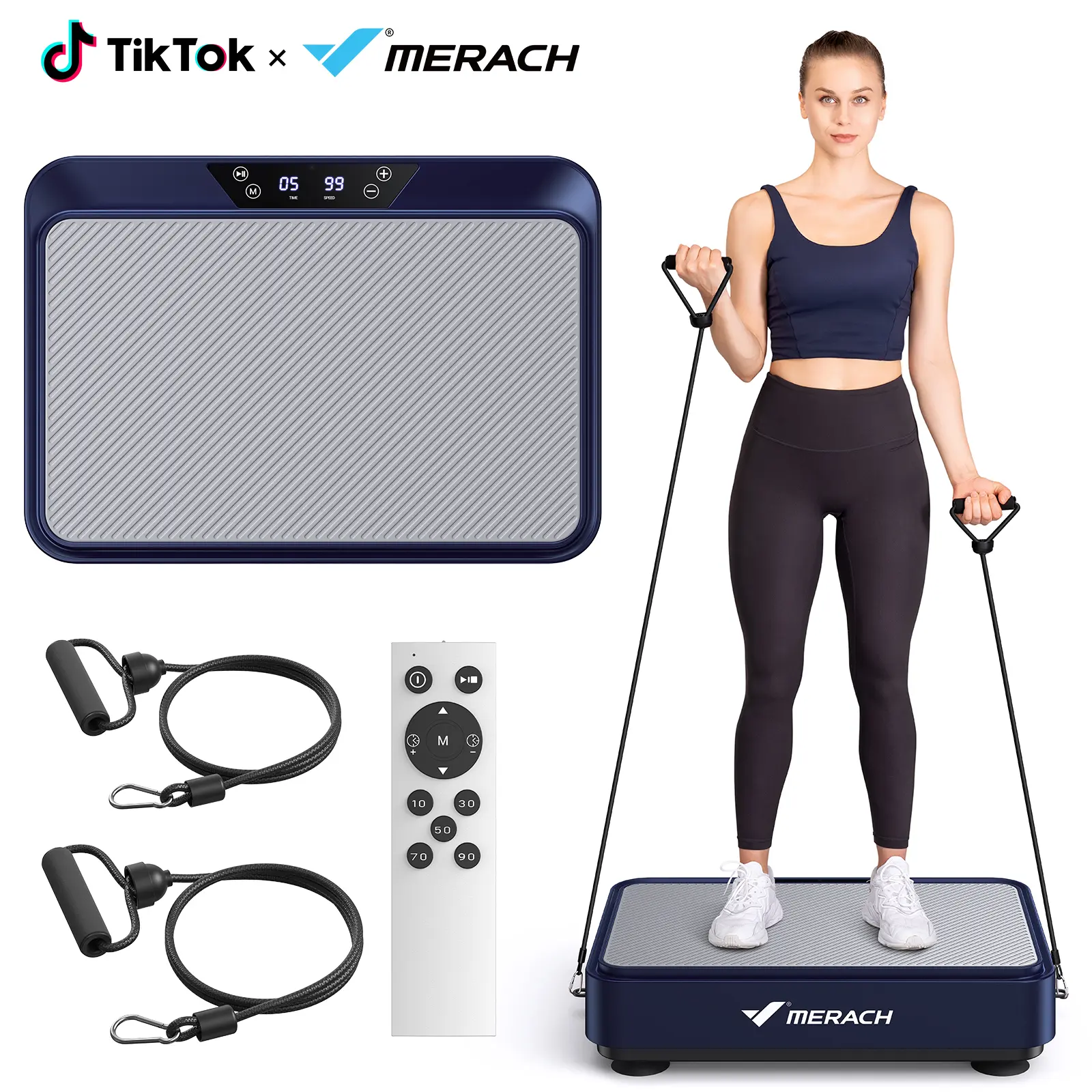 Merach Square Vibration Plate Exercise Machine 265lbs Capacity, Comfortable Lymphatic Drainage For Full Body Workout Home Gym Fitness Equipment Summervibes