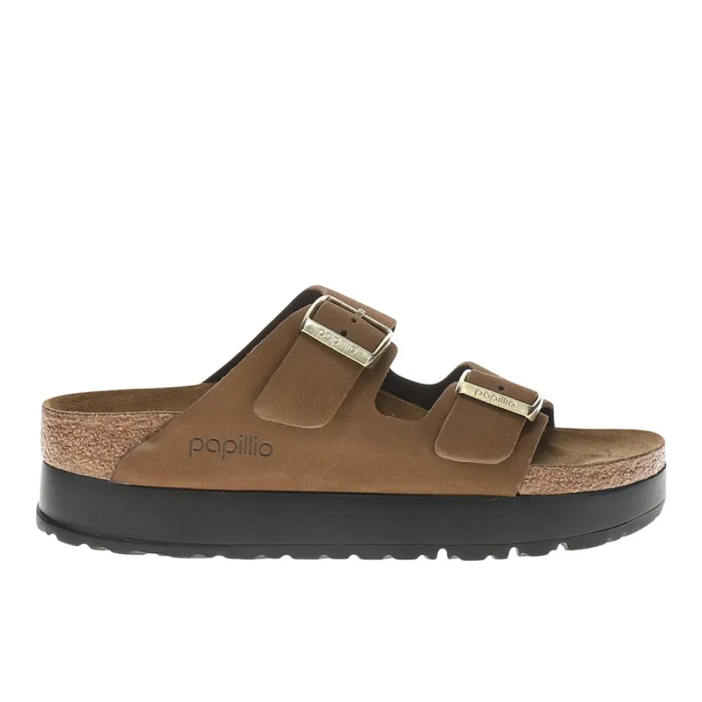 BIRKENSTOCK Womens Arizona Flex Platform Nubuck Leather Casual Sandals Casual Low Heel 1-2" - Brown