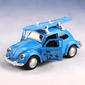 1:38 Classic Vintage Car Model, Alloy Toy Car, Die Cast Cars, Detachable Surfboard, Collectible, Openable Doors, Interior Visible, Holiday Gift