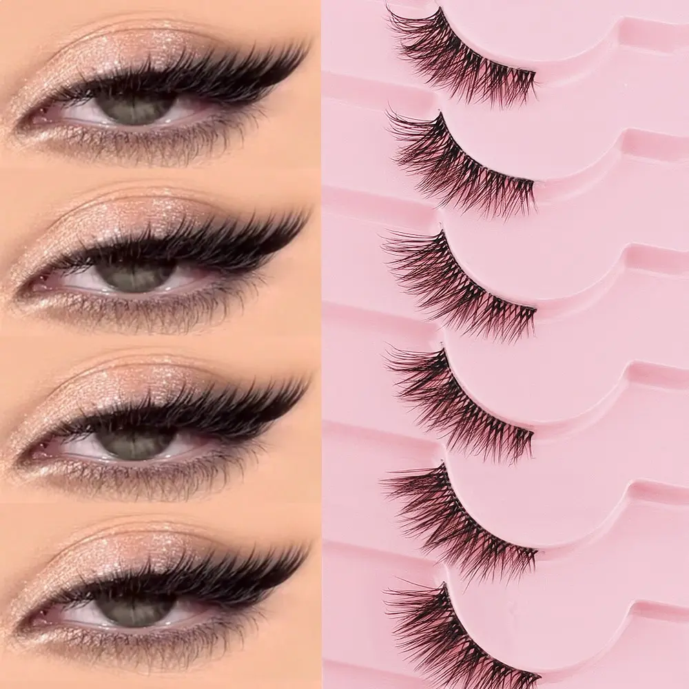 Natural Look Half Eye False Eyelashes Transparent Stem, 9 Pairs, Natural Appearance, Flawless, Perfect for Everyday Use, Daily, Beauty Essentials, Cosmetic, Makeup, Fake Lashes