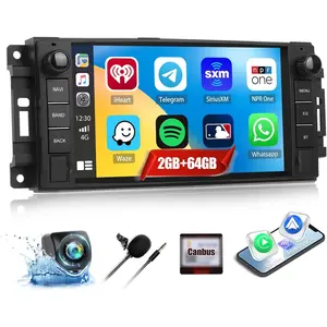 2G+64G Car Stereo Radio for Jeep Wrangler JK Grand Cherokee Compass Dodge Charger Ram 1500 with Wireless CarPlay Android Auto 7'' Android Touch Screen Car Radio with GPS Bluetooth WiFi Backup Camera