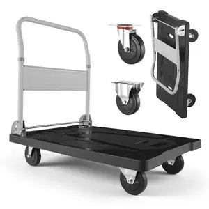 VEVOR Foldable Push Cart Dolly, 660 lbs Capacity, Folding Platform Truck with Swivel Wheels, Moving Platform Hand Truck Flatbed Cart, Space Saving Push Handle, for Easy Storage, 35.2x 23.4x 33.5 inVEVOR Super Brand Day