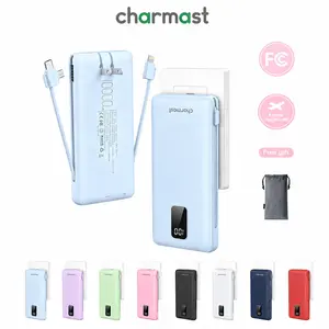 charmast Portable Charger with Built-in Cables and Plug, 10000mAh USB C Power Bank Fast Charging, External Battery Pack Slim, Travel Essentials Compatible with iPhones, Samsung Galaxy, iPad  #DealsForYouDays