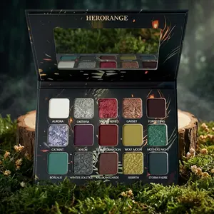 HERORANGE 15-Color Anime Eyeshadow Palette Shimmer Matte & Highlighter 3-in-1 Vibrant Cosplay Smoky Looks No Fallout Built-in Mirror Ultimate Festival Makeup Holiday Gift for Teens！
