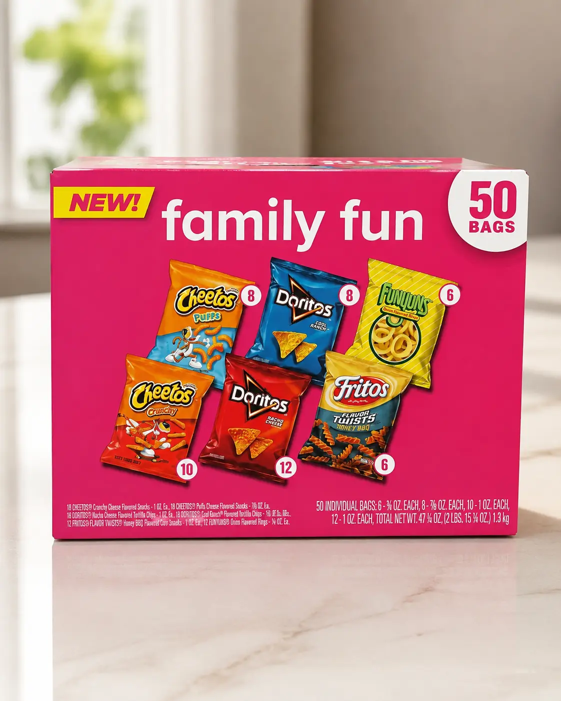 Family Fun Snack Variety Pack - 50 Bags of Cheetos, Doritos, Fritos, and More - Perfect for Sharing and Enjoying