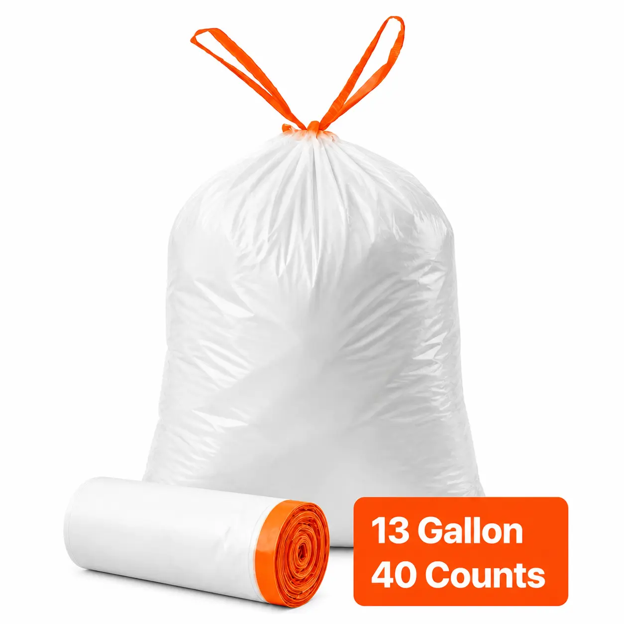 COODO Drawstring Trash Bags, 13 Gallon 40 Counts Kitchen Trash Bags, Extra Thick Fresh Scent Garbage Bag, Recyclable Bin Bag with Drawstrings, for Home Kitchen, Office, RV and Camping Plastic Trashbags Disposable Trashbags