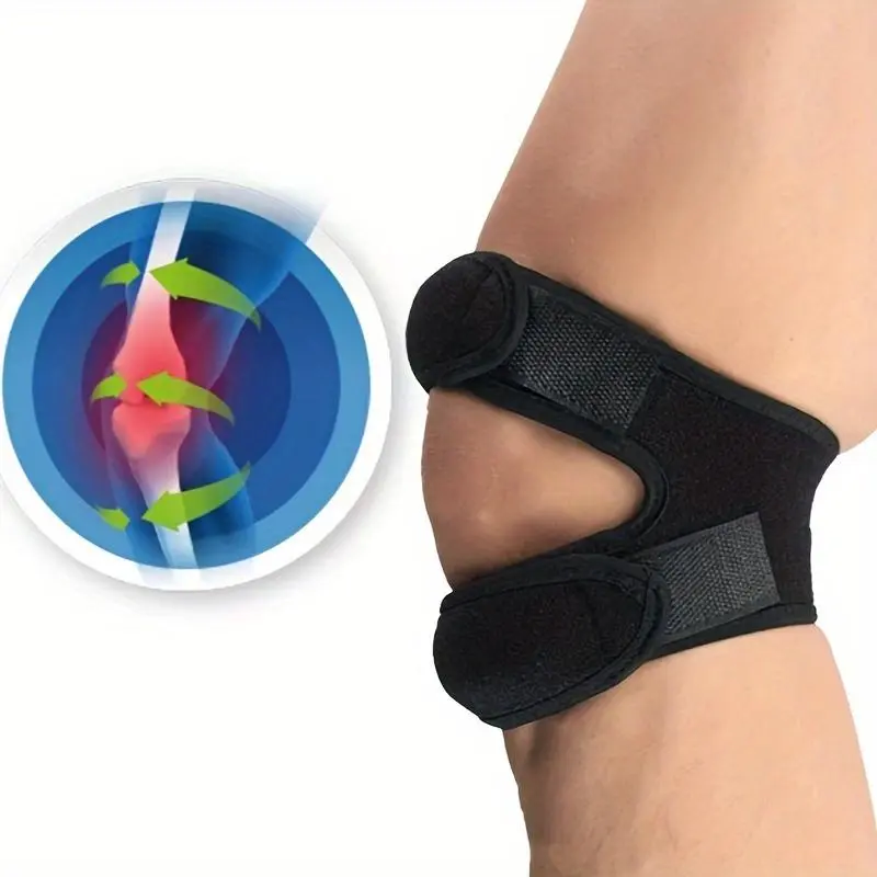 Professional Sports Patella Belt, Double Pressure Patella Belt, Basketball Riding Outdoor Sports Knee Pad Black Support Knee Saver Knee Compression Wrap Patellar Knee Brace Adjustable Posture