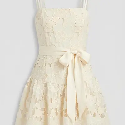 self portrait white knit peplum mini dress Self-Portrait - White Knit Peplum Mini Dress