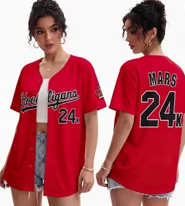 Personalized Hooligans Mars Baseball Jersey - Custom Name, Custom Number, Rose Print, Professional Sports Fan Apparel, Customized Gifts