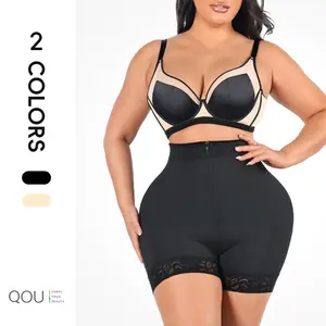QOU High Waist Zipper Hip Lift Lace Shorts body shapewear fajas for Women - Plus Size, Black, Sexy Non-Slip Hip Control, Comfortable , shapewear fajas body ，faja snatch，faja premium， Undergarment Check Womenswear Basic fajas body shaper Casual Minimalist