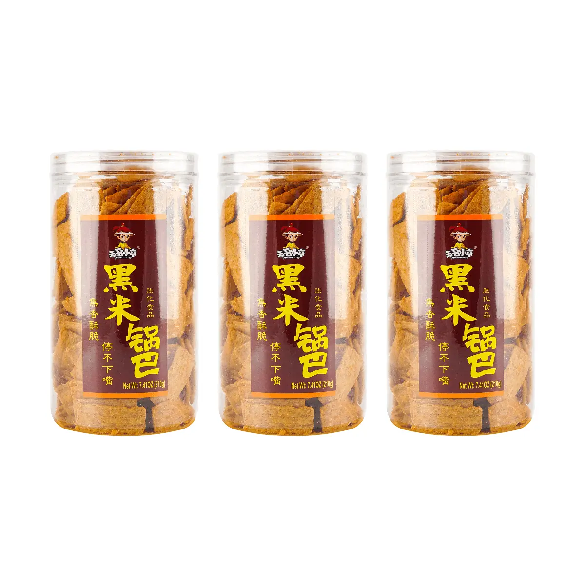 Wu Ming Xiao Zu Black Rice Crisps Original Flavor 3 Pack - Crispy Rice Snacks, Healthy Gluten-Free Snack, 210g Each