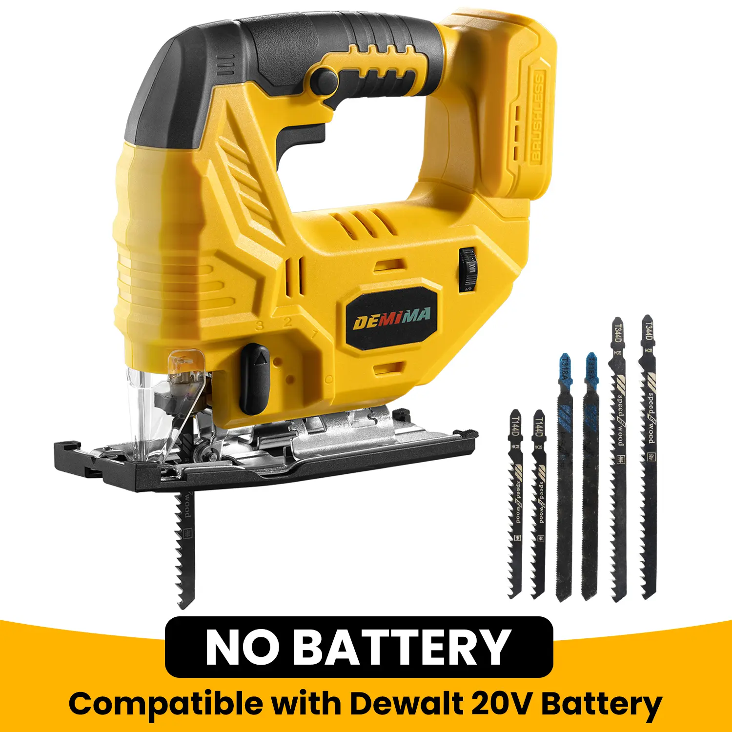Cordless Jig Saw for Dewalt Battery, 7 Speed Variable ​​Up to 3200RPM, LED Light, 45° Bevel Cuts, 3 Orbital Motions, with Jig Saw Blade for Straight/Curve/Circle Cutting(Battery Not Include)