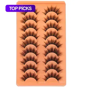 Natural False Eyelashes, Dainty Lashes, 9 Pairs Wispy Cat Eye Faux Strip Lashes, Volume Lashes, Volumized False Eyelashes for Women and Girls Eye Makeup Enhancement High Quality Eyelashes #TOP PICKS