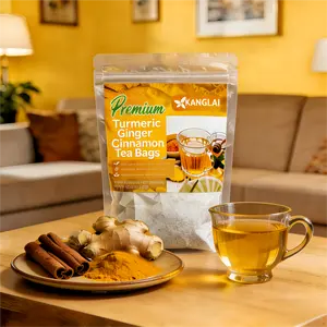 Turmeric Ginger Cinnamon 60/120 Tea Bags - Sugar Free, Caffeine Free, Gluten Free, Vegan 100% Natural Eco Friendly Tea Bags Herbal Anti Inflammatory Body Tea Wellness Tea Beverage loaded tea
