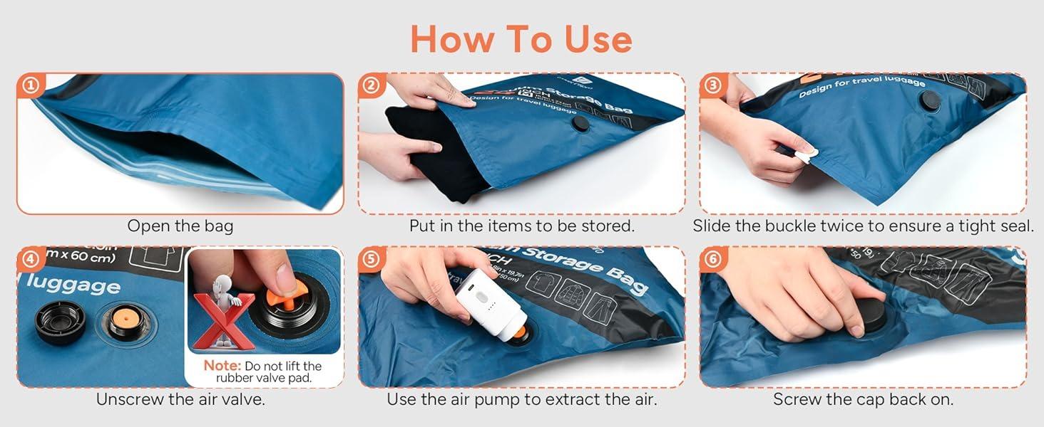 travel inspira 15 Pack Vacuum Storage Bags with Wireless Pump, Travel Essentials Space Saver Bags for Travel, Privacy Protection Oxford Cloth Compression Bags 3 Sizes for 20/24/28" Suitcase