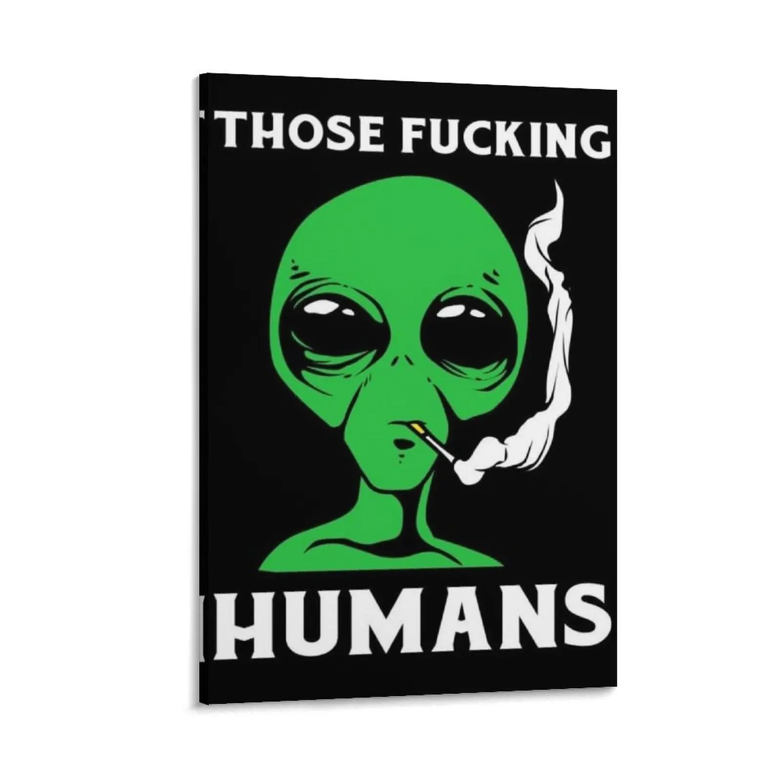 Vintage Alien-Human Theme Canvas Poster Print - Wood Frame Option, Bedroom Office Wall Decor, Home Supplies Ornament Gift