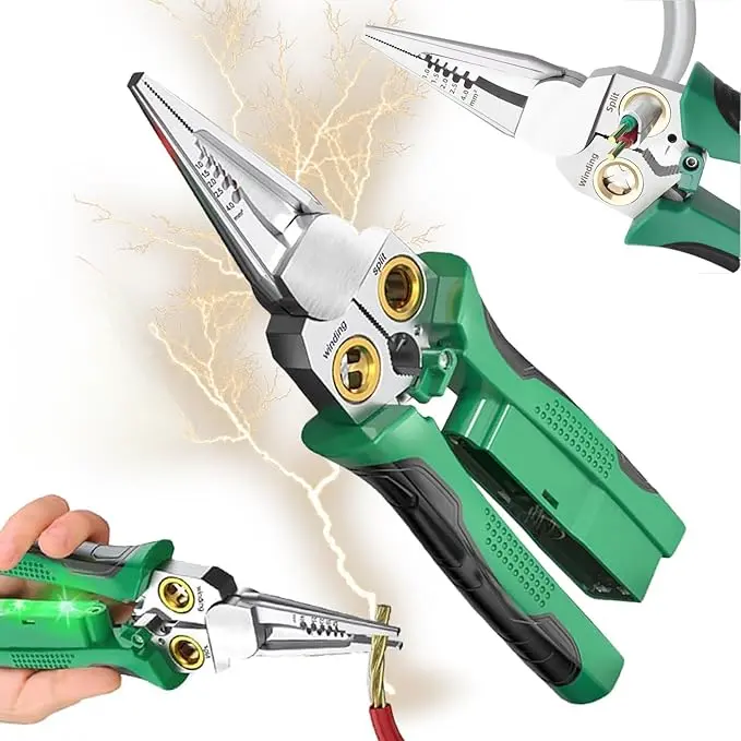 8 in 1 Wire Stripper with Voltage Tester, Electric Pliers, New Upgrade Multi-function Electric Wire Stripping Tool for Cutting and Pulling Pliers, Electrician Repair Tool