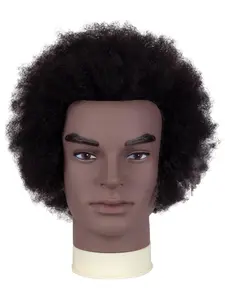 Men's Practice Head, Explosive Realistic Haircut Dummy, Mannequin Head, 100% Human Hair, Coily Texture, Ideal for Barbershop Competitions, Braiding