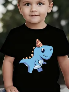 Boys' Summer Breathable & Comfortable "Dinosaur" Cartoon Print (3-12Y) Casual Sports T-Shirt