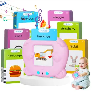 Talking Flash Cards Learning Toy for Toddlers, Pink & Blue ,electronic early education device with 224 words and 112 double-sided flash cards, preschool speech therapy educational toy for children aged 2–6 years