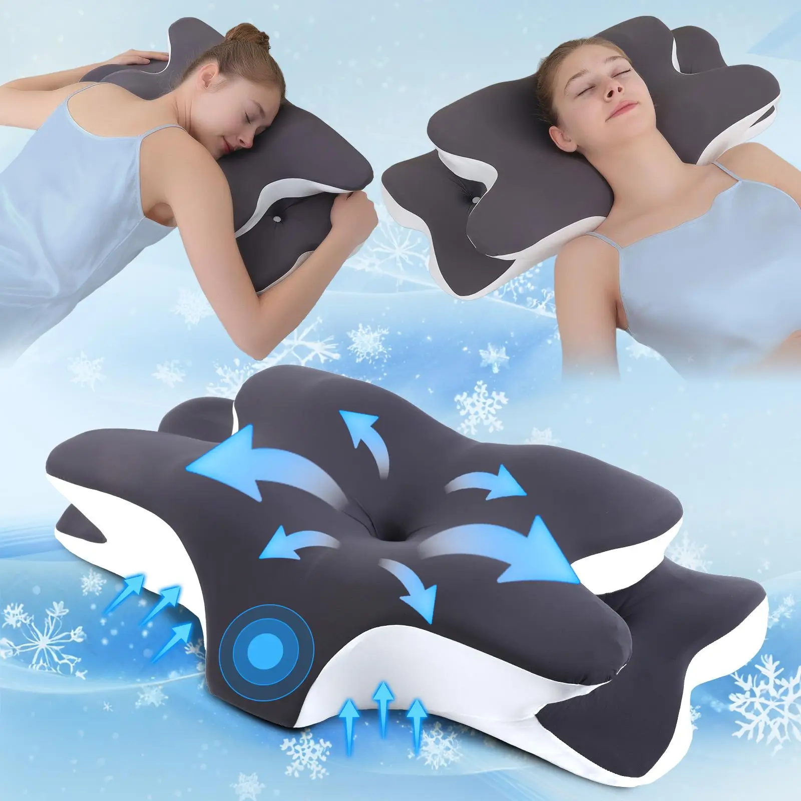 Adjustable Height Neck Pillow, 1 Count Cooling Pillowcase Neck Pillow, Sleeping Pillow for Side Sleepers, Back Sleepers and Stomach Sleepers