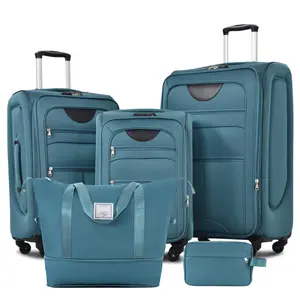 SoftSide expandable 3-piece luggage set with luggage bag, upright rotating soft shell, lightweight travel luggage set, soft edge design, no hard edges, can be flattened, saving storage space