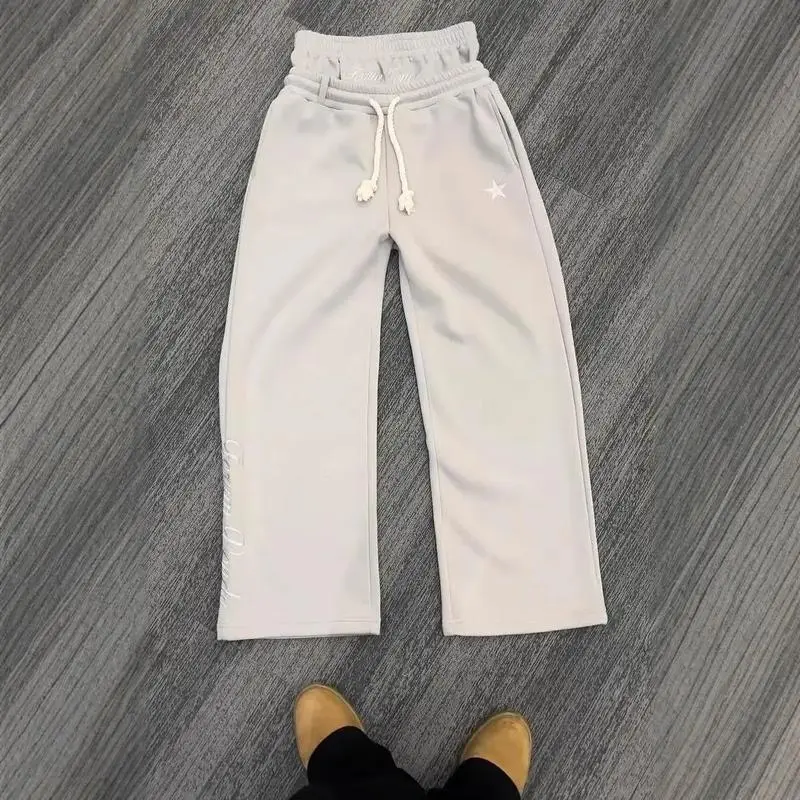 (New)2025 Baggy Double Waist Sweatpants - Waisted Sweatpants Workout Active Joggers Pants Casual Sports Jogging Wear