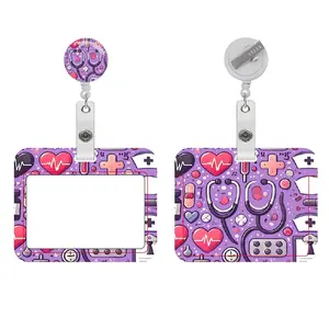 Medical Style Stethoscope Lanyard Card Holder, Nurse Doctor ID Badge Protector Case, Badge Reels Retractable, Stretchable Document Card Sleeve