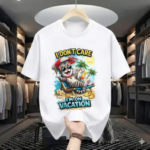 Funny Vacation Cat T-Shirt - I Don't Care I'm On Vacation Graphic Tee, Summer Beach Cruise Holiday Shirt, Novelty Cat Lover Top