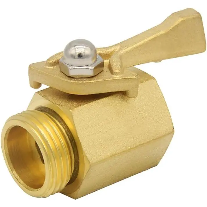 Garden Hose Shut Off Valve Heavy Duty Brass 3/4" GHT Garden Hose Connector Water Flow Control Valve