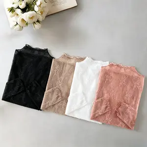 Women's Multi-Color Lace Top, Semi-Transparent High-Stretch Fabric  Soft Material Fits Comfortably Without Being, Long Sleeve Sun-proof Inner Shirt