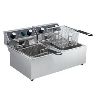 GARVEE Electric Deep Fryers: Versatile 6L to 12L Stainless Steel Models with Dual and Single Tanks, Adjustable Temperature Control, Timer, and Easy-Clean Features for Home and Commercial Use.