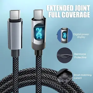 240w Super Fast Charging Cable Pd3.1 Digital Display USB-C to USB-C Charger 480mbps High Speed Data Transfer for iPhone Samsung Macbook Pixel Smartphone Smart Matching Current