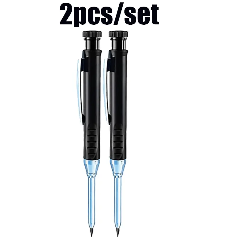 Set of 2 Metal Long Head Woodworking Pencils, 2.8mm Iron Clip Graphing Pencils, Ideal for Markers, European Market Trendy Tool, Woodworking Tools