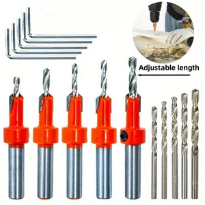 Countersink Drill Bit Set,5Pcs Counter Sink Drill Bit for Wood,1/4" Hex Shank Tapered Drill Bits for Woodworking and Carpentry,Quick Change and Allen Wrench for Woodworking,Pilot Screw Hole Set
